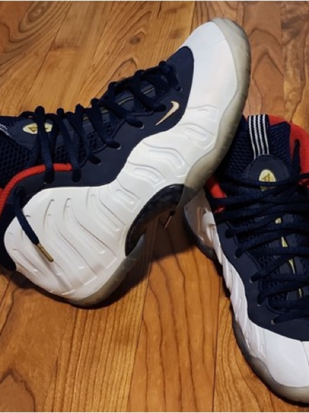 Nike Little Posite One GS Obsidian/Red/Gold Size 2Y